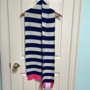 NWT Saint James scarf - Mohair Blend - Navy Stripe w bright pink accents